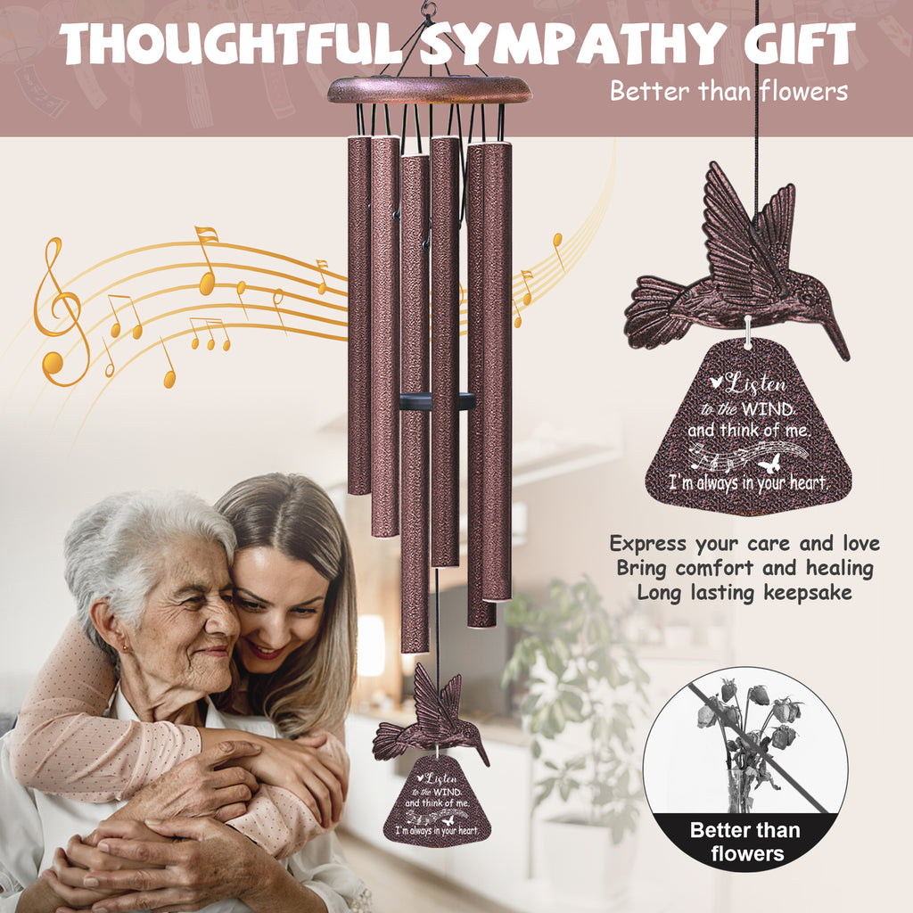 Sympathy Wind Chimes with Hummingbird Wind Spinner, Memorial Wind Chimes for Loss of Loved One Prime,Bereavement/Sympathy/Memorial Gift for Loss of Mother Father Husband Condolence Remembrance