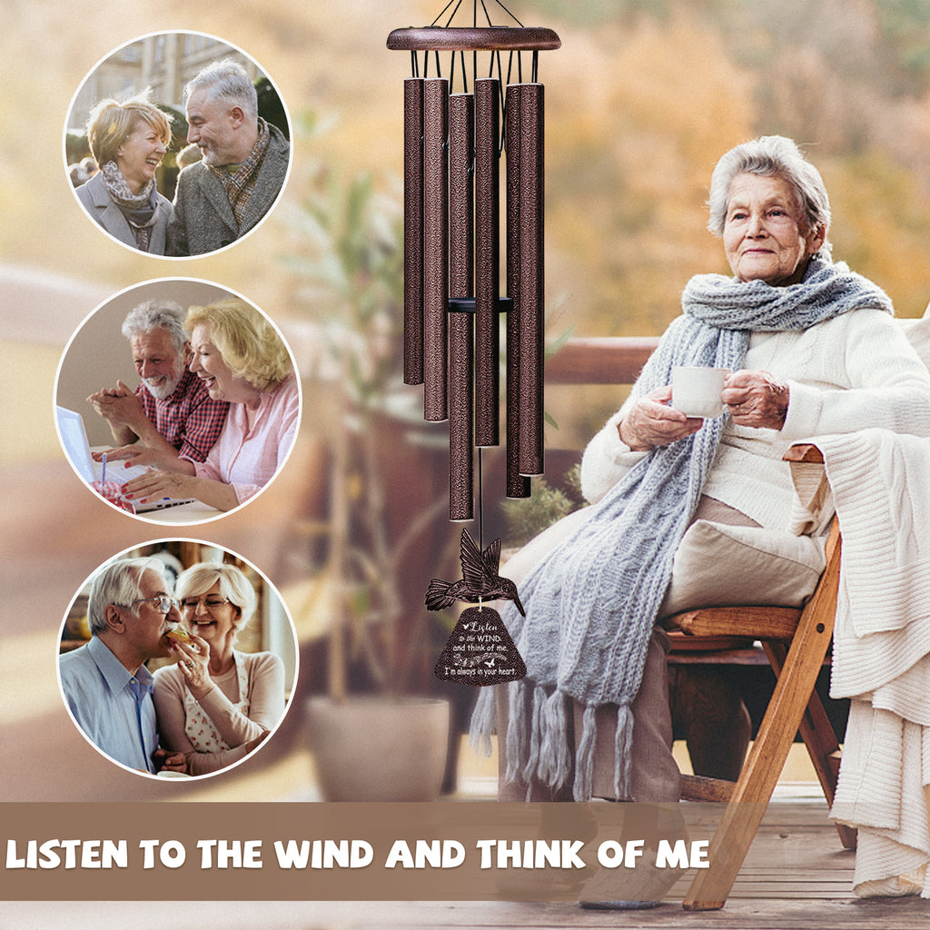 Sympathy Wind Chimes with Hummingbird Wind Spinner, Memorial Wind Chimes for Loss of Loved One Prime,Bereavement/Sympathy/Memorial Gift for Loss of Mother Father Husband Condolence Remembrance