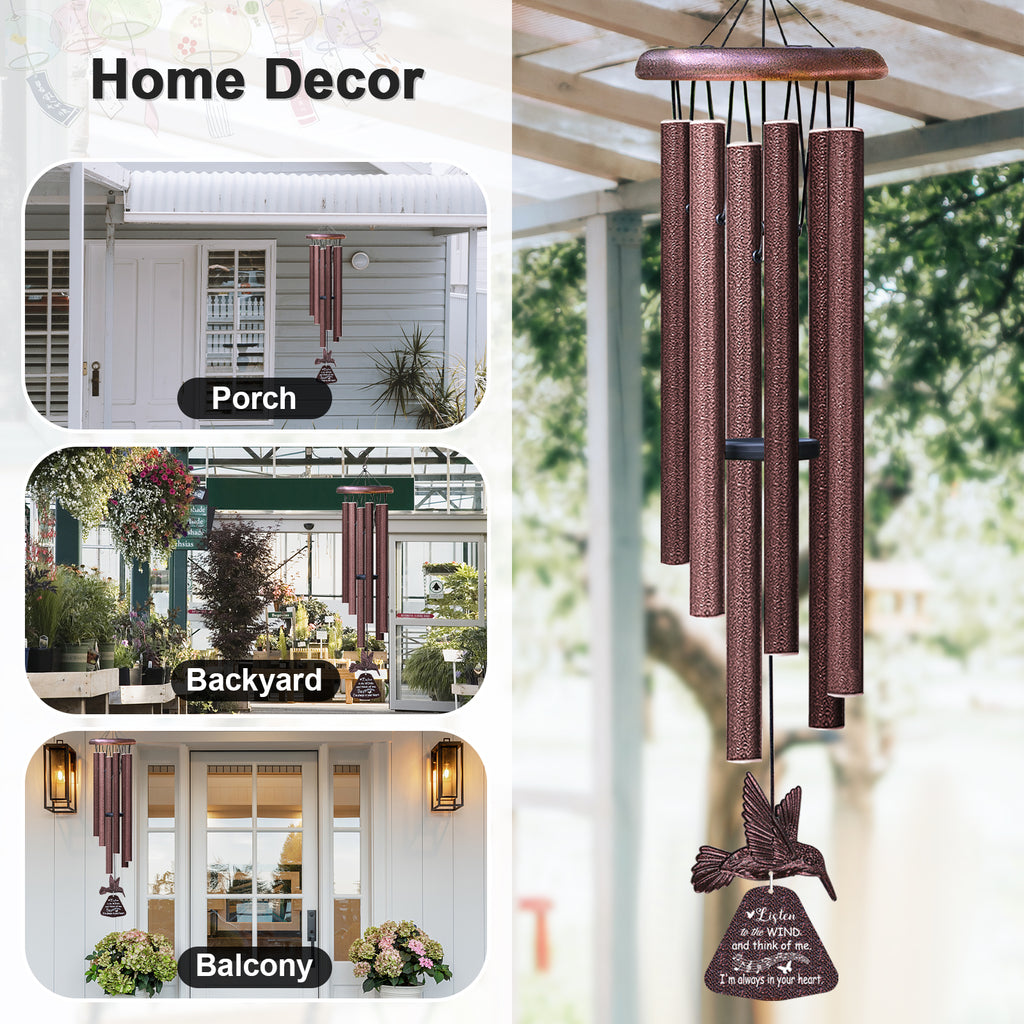 Sympathy Wind Chimes with Hummingbird Wind Spinner, Memorial Wind Chimes for Loss of Loved One Prime,Bereavement/Sympathy/Memorial Gift for Loss of Mother Father Husband Condolence Remembrance